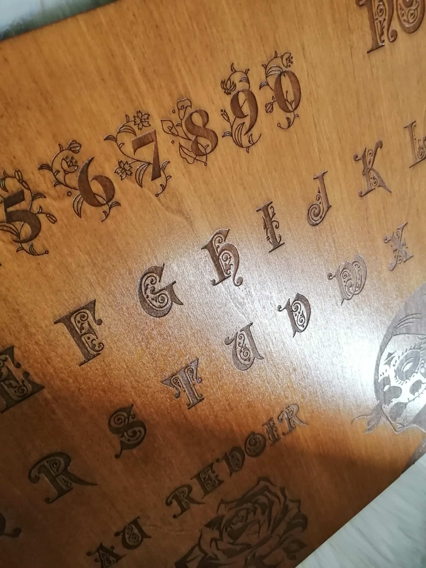 Planche Ouija Santa Muerte Artisanale - Grand Format en Bois, Divination et Décoration Ésotérique Mystique