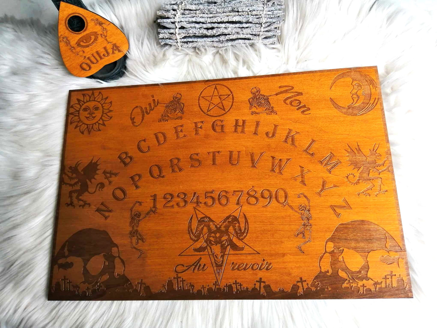 Planche Ouija La Ténébreuse Artisanale - Grand Format, Bois de Qualité, Décoration et Divination Ésotérique