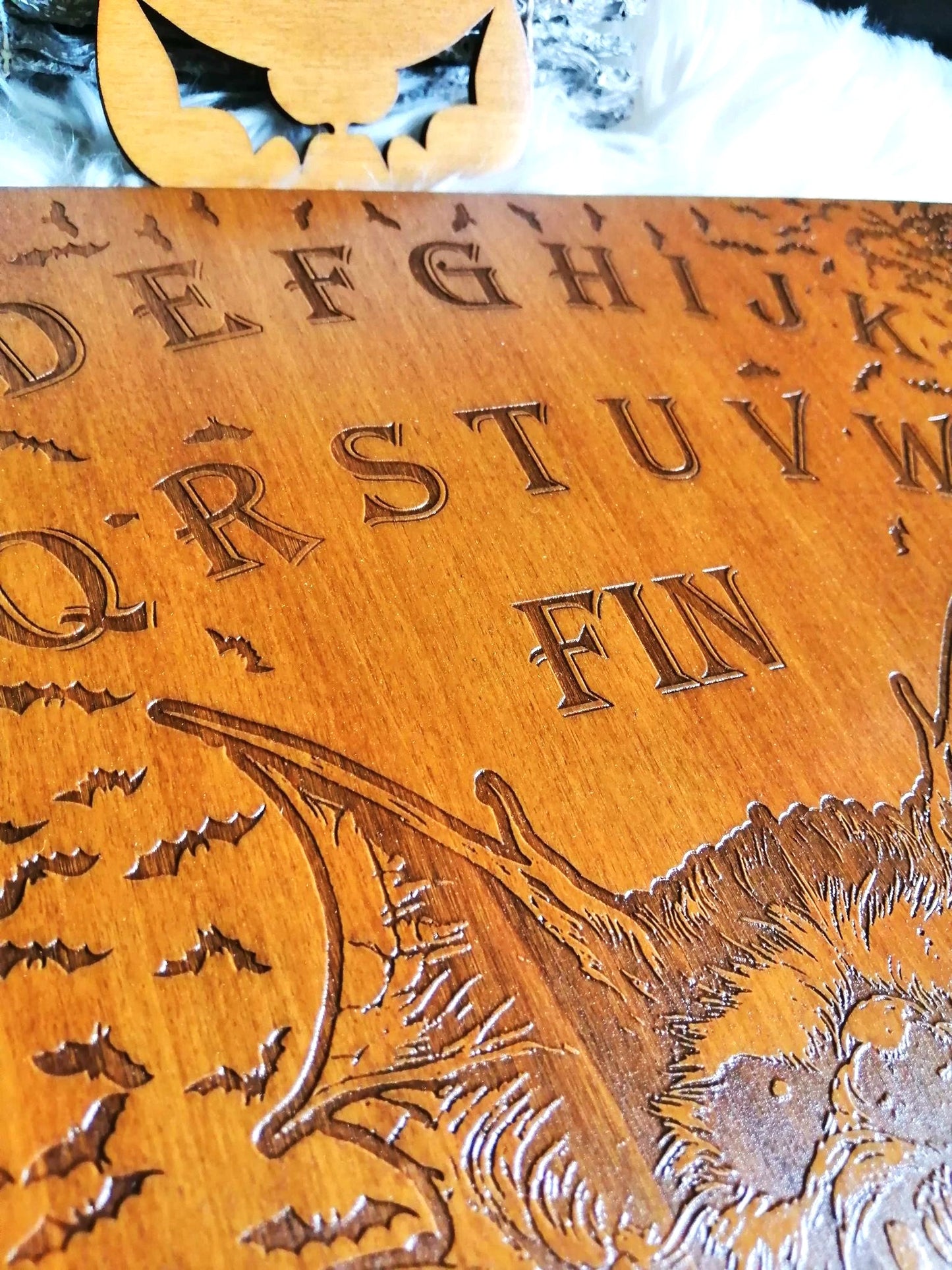 Planche Ouija chauve souris Artisanale - Grand Format, Bois de Qualité, Divination et Décoration Ésotérique Unique