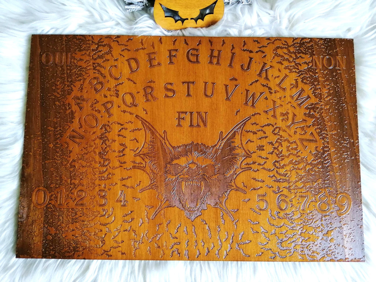Planche Ouija chauve souris Artisanale - Grand Format, Bois de Qualité, Divination et Décoration Ésotérique Unique
