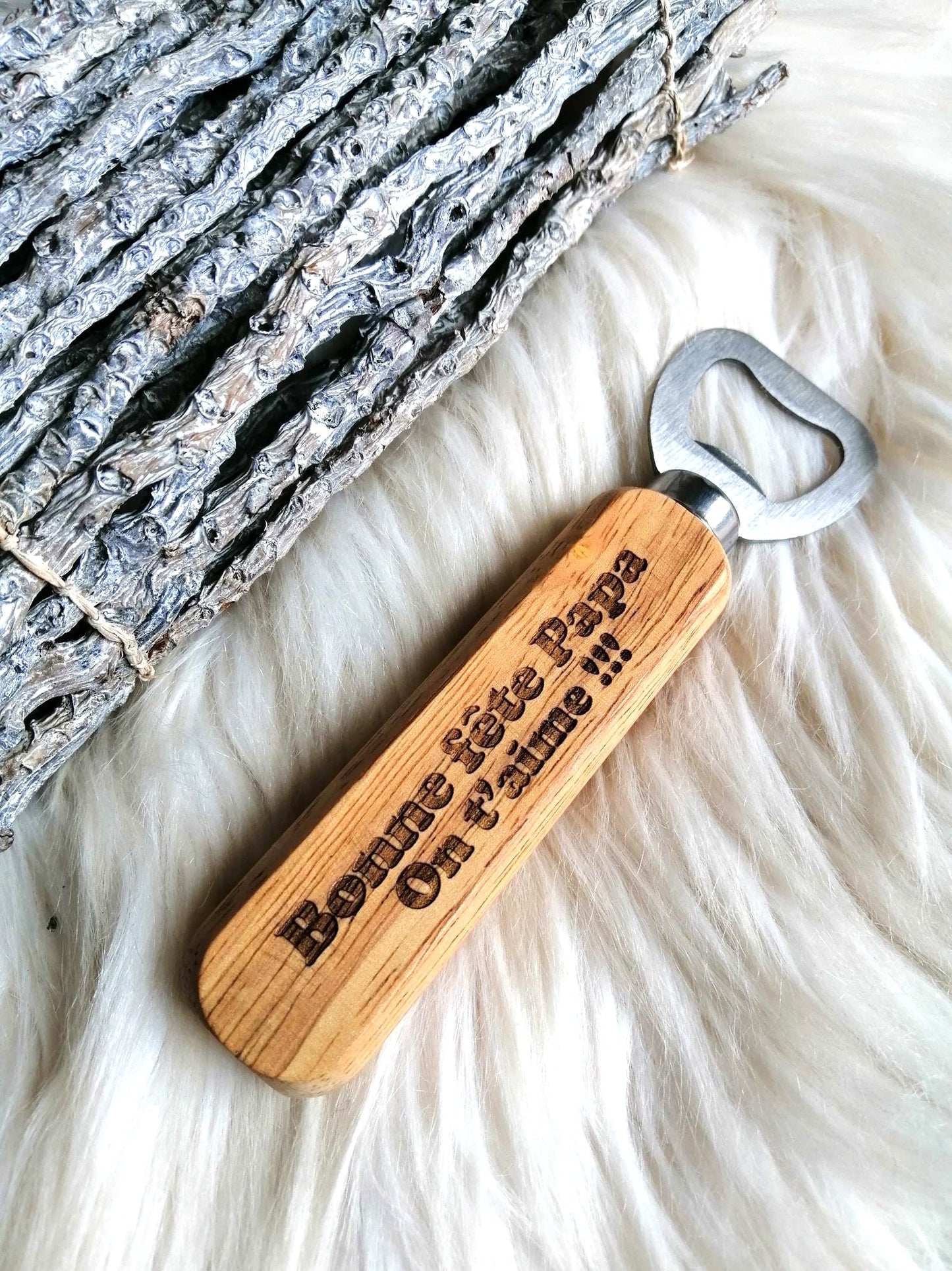 Ouvre-Bouteille Décapsuleur en Bois Personnalisable