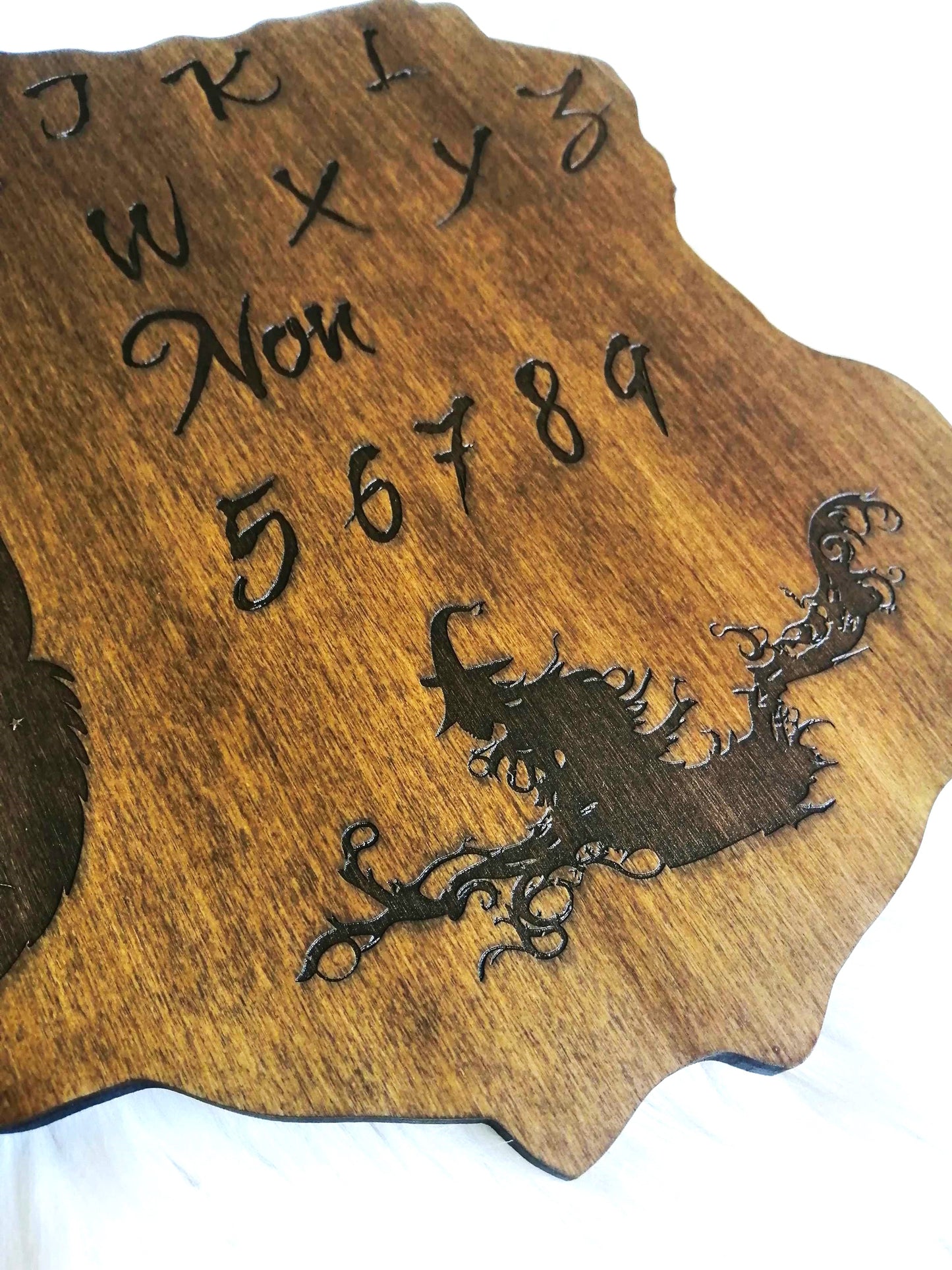 Planche Ouija Spooky Artisanale - Grand Format en Bois, Divination et Décoration Ésotérique Unique
