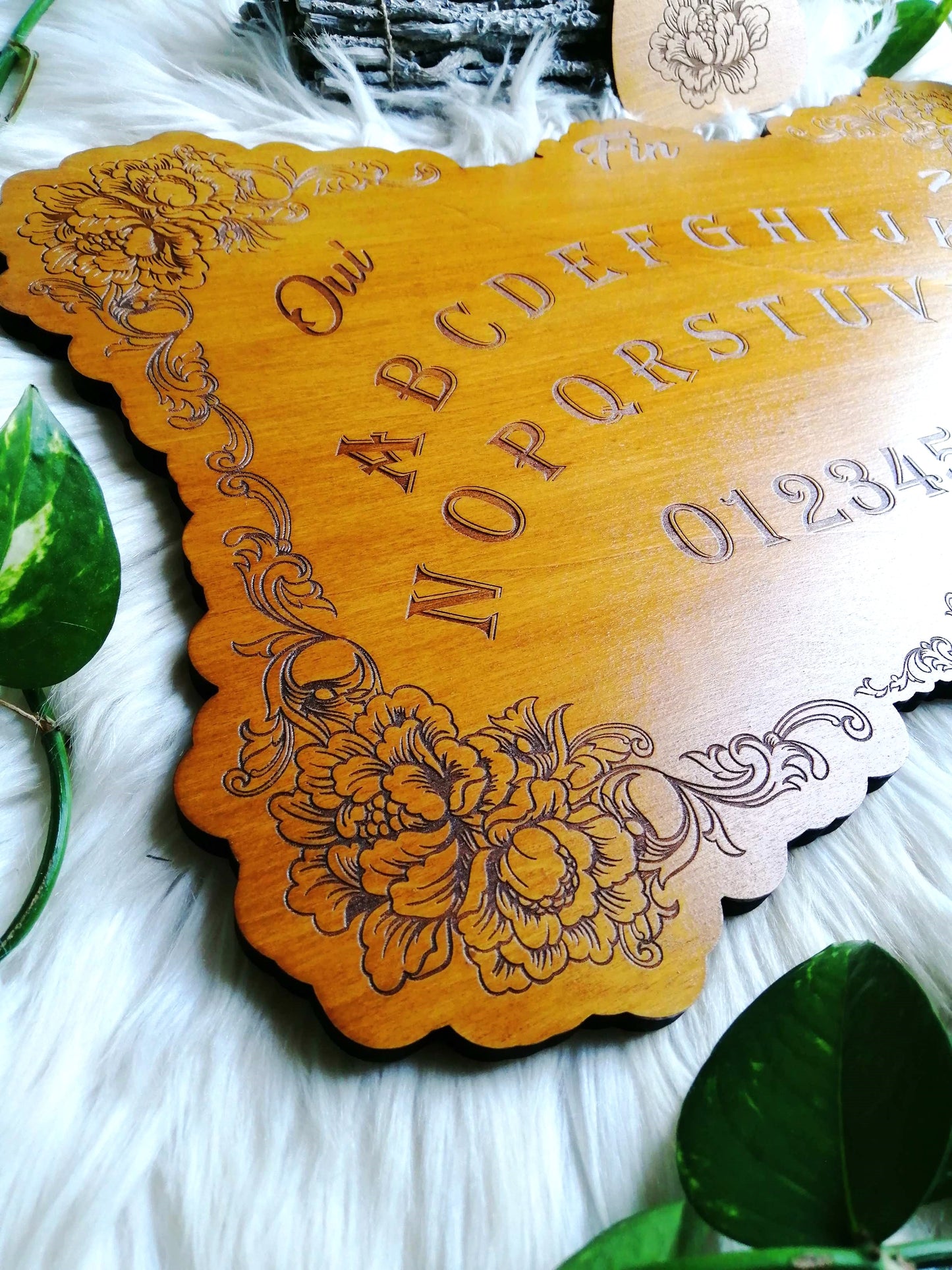 Planche Ouija Florale Artisanale - Grand Format en Bois de Qualité, Divination et Décoration Ésotérique Unique