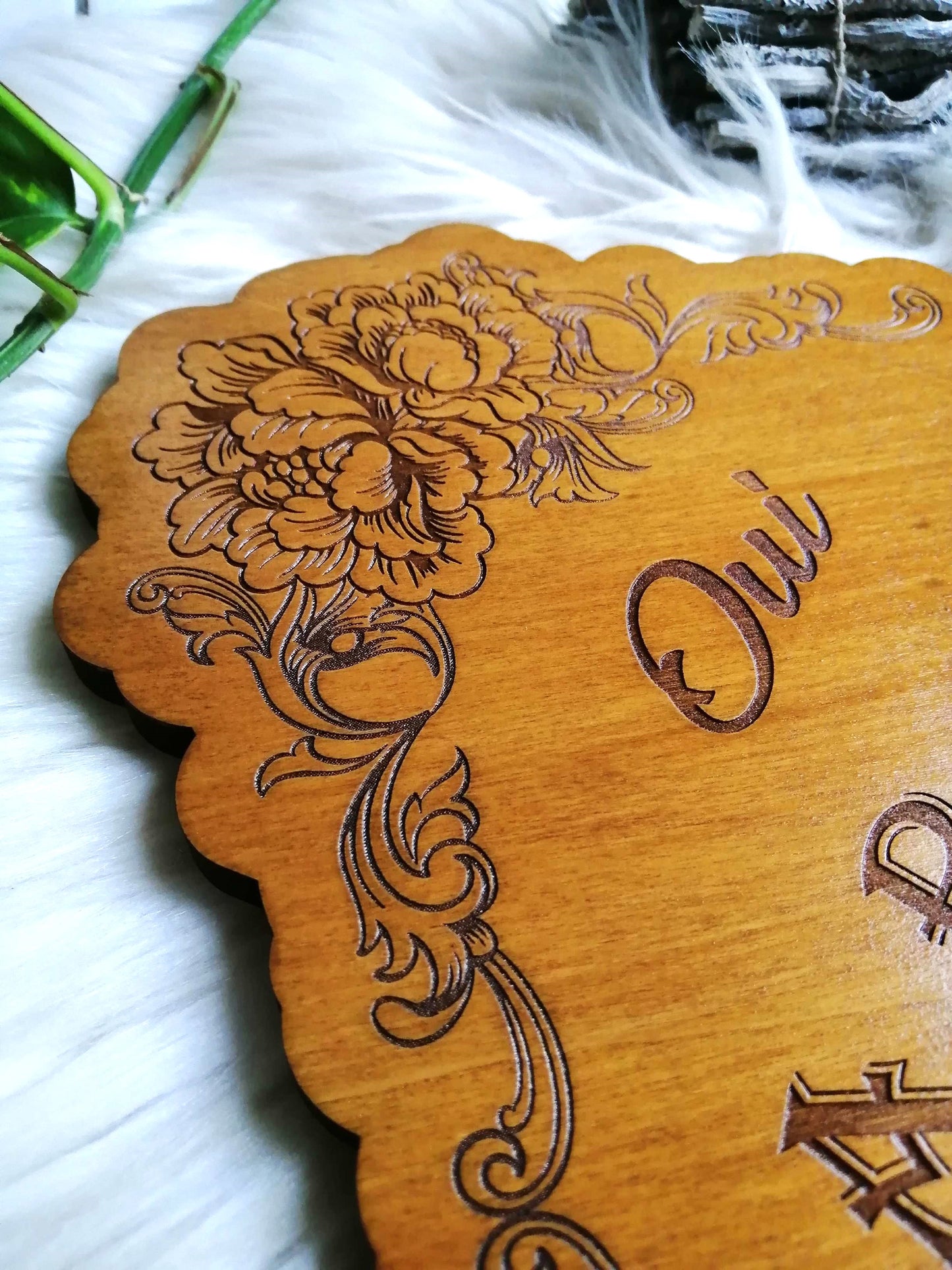 Planche Ouija Florale Artisanale - Grand Format en Bois de Qualité, Divination et Décoration Ésotérique Unique