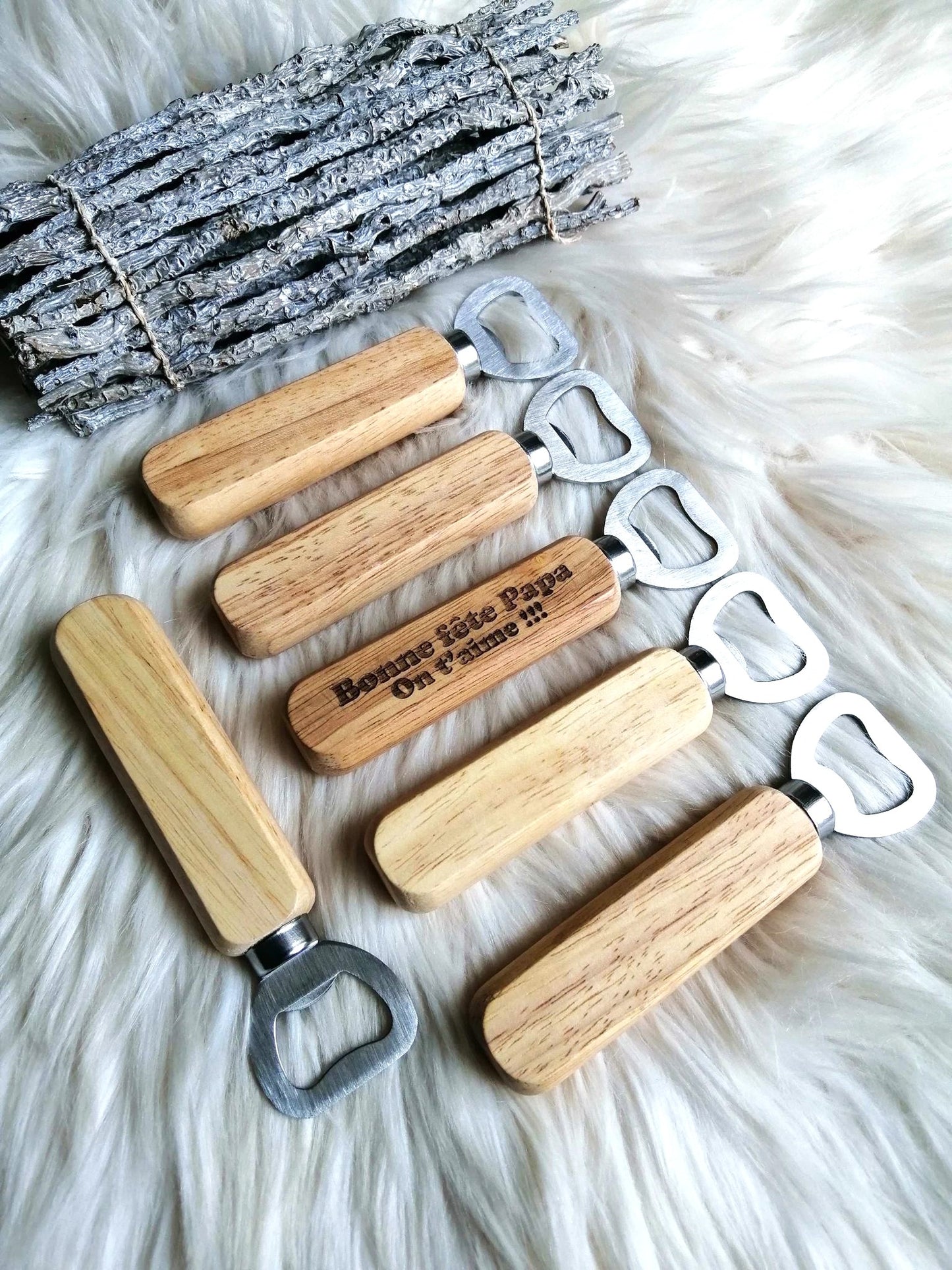 Ouvre-Bouteille Décapsuleur en Bois Personnalisable
