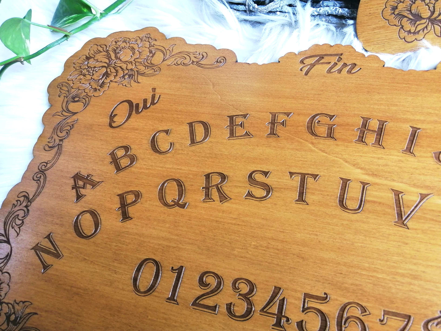 Planche Ouija Florale Artisanale - Grand Format en Bois de Qualité, Divination et Décoration Ésotérique Unique