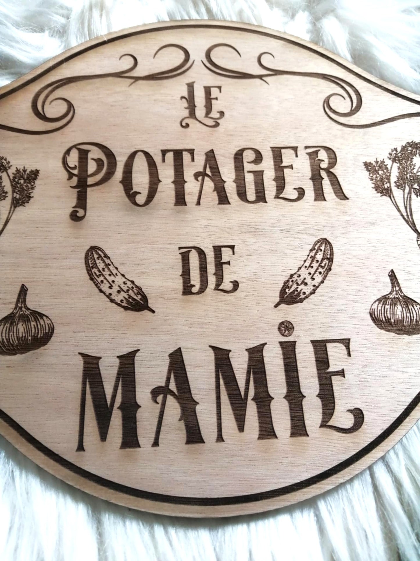 Gravure artisanale bois pour jardin potager
