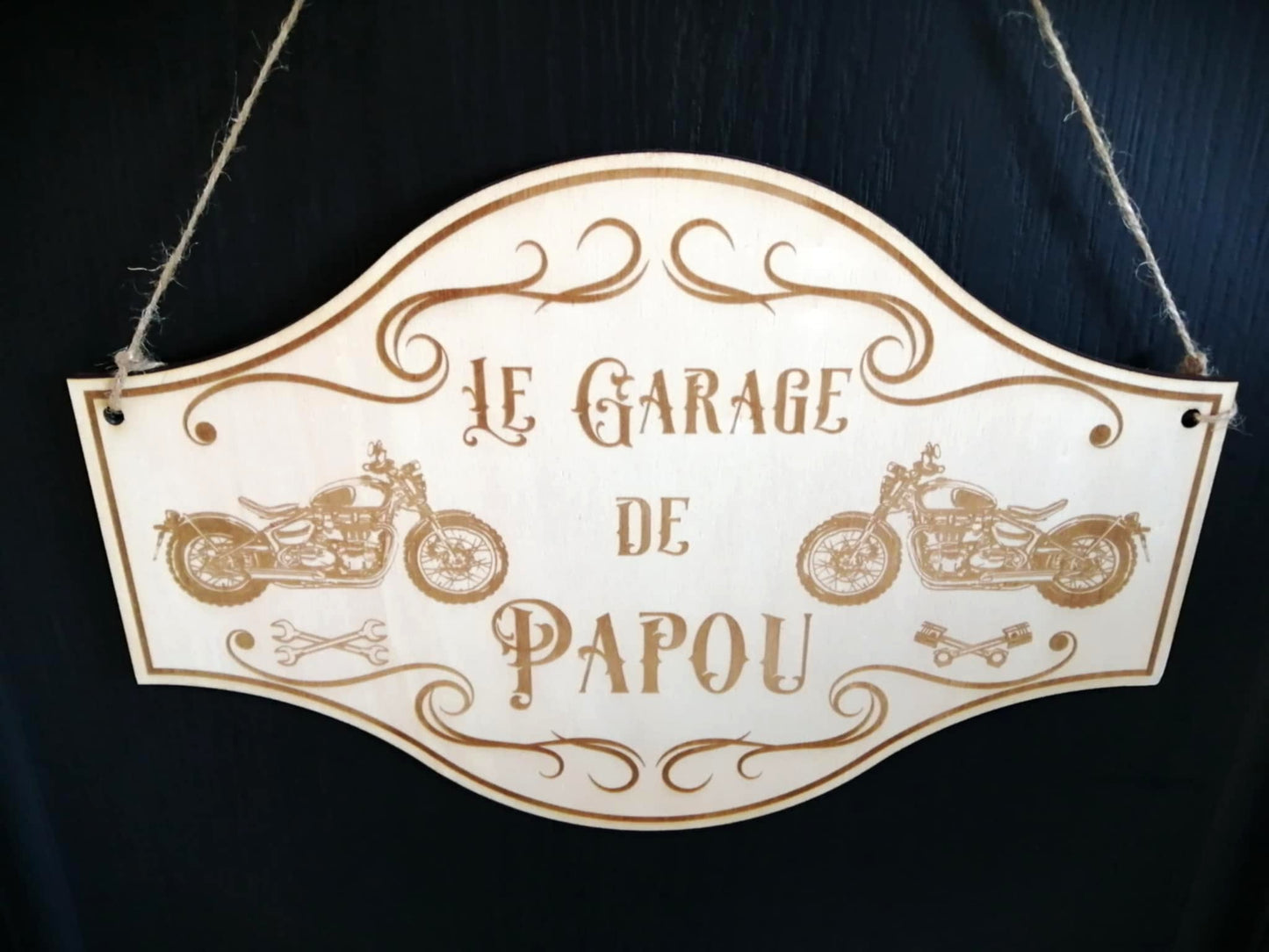 Plaque en bois gravée pour Papa motard, décoration vintage pour garage ou atelie
