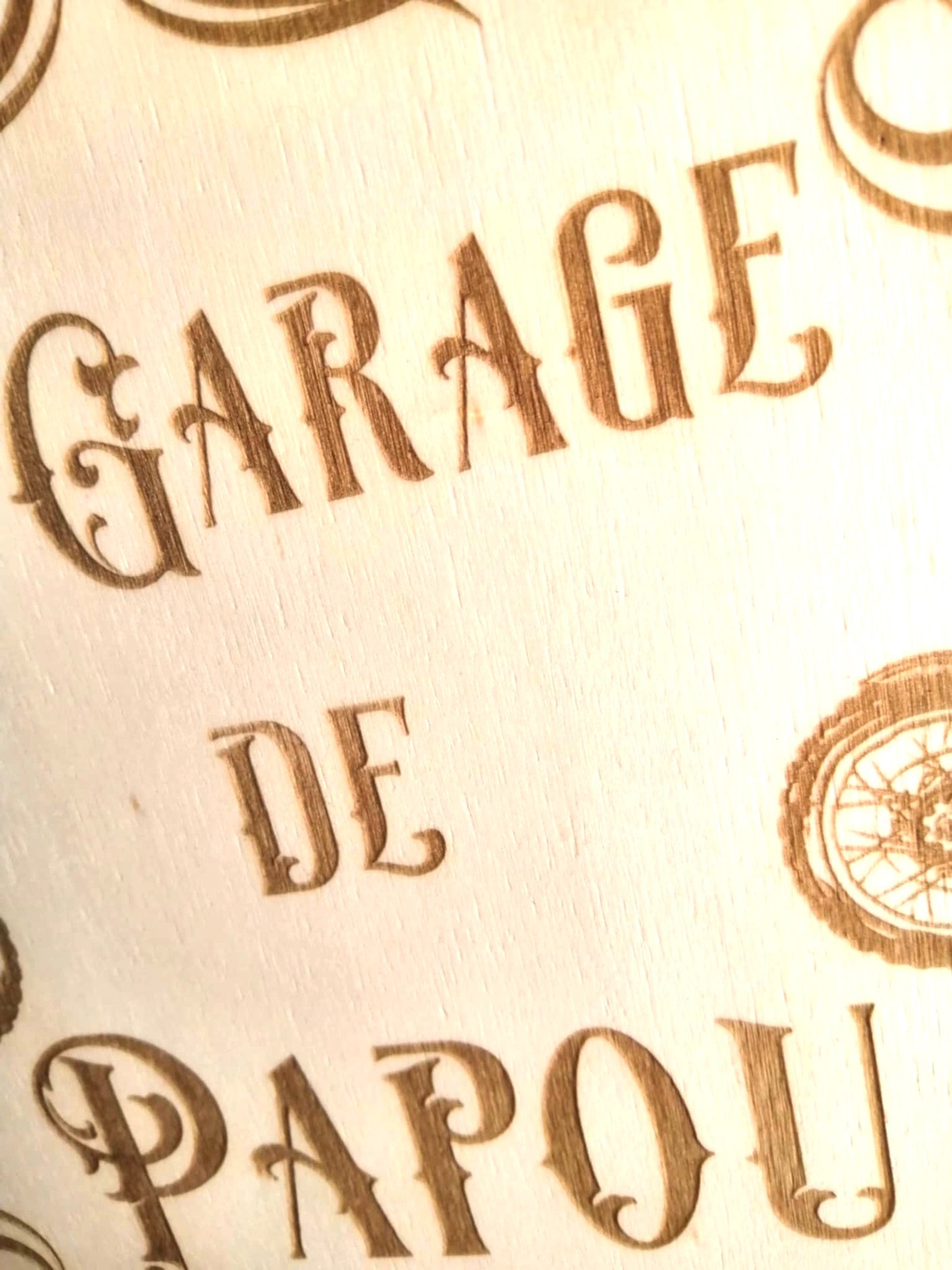 Plaque murale pour garage en bois gravé, motif moto vintage et style rétro