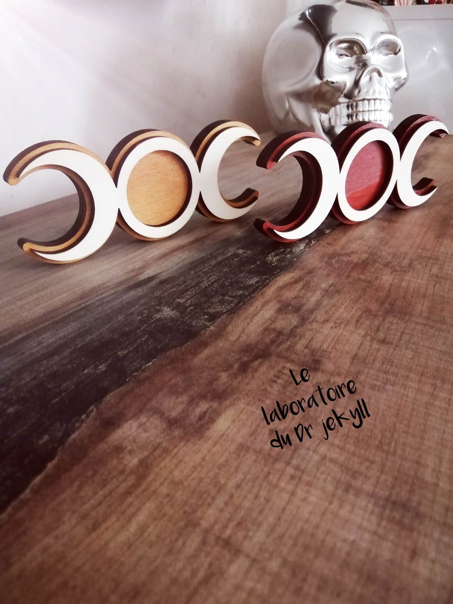 Bougeoir triple lune (acajou)
