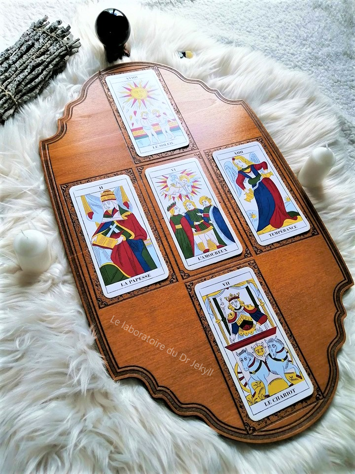 Planche de cartomancie "5 cartes" (Tarot de Marseille)