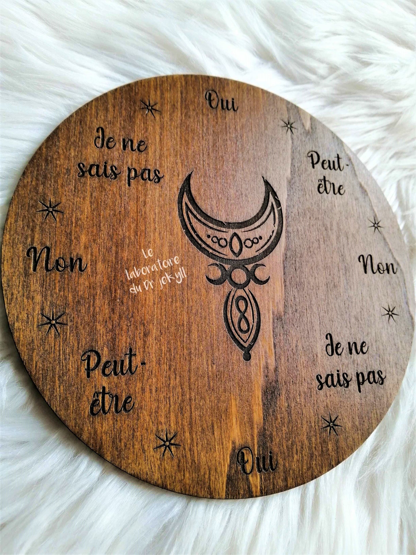 🌙 Planche de Radiesthésie Lune Mystique – Outil Artisanale pour Pendule et Divination Spirituelle