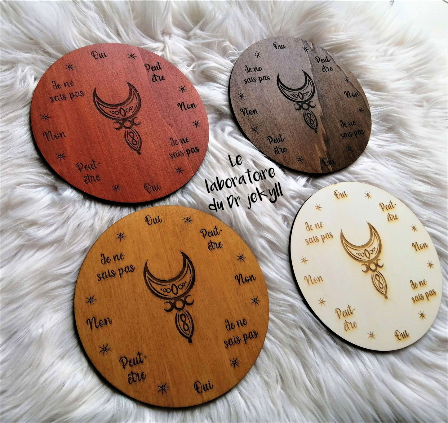 🌙 Planche de Radiesthésie Lune Mystique – Outil Artisanale pour Pendule et Divination Spirituelle