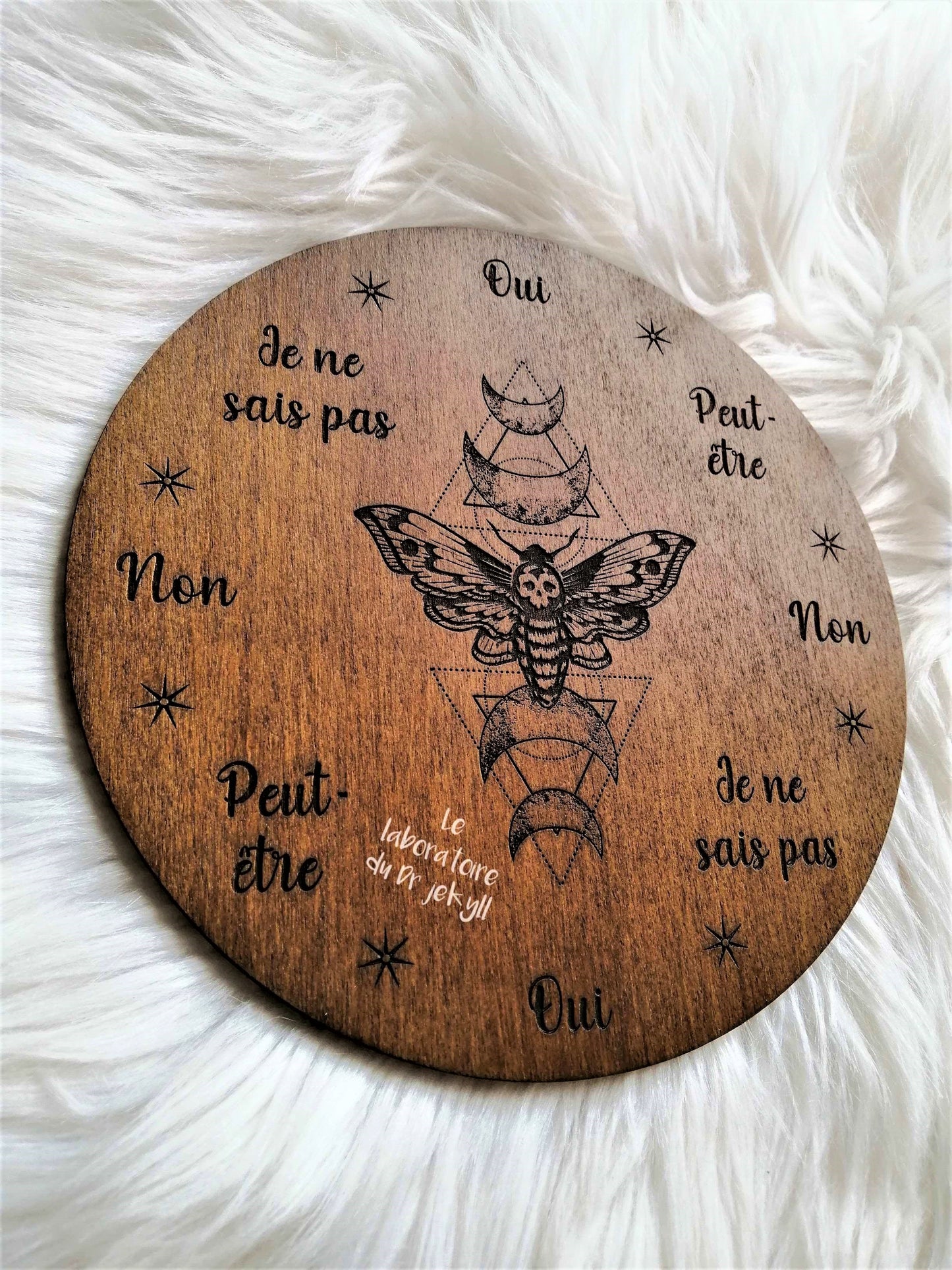 🦋 Planche de Radiesthésie Papillon Lunaire – Outil Artisanale pour Pendule et Divination Spirituelle