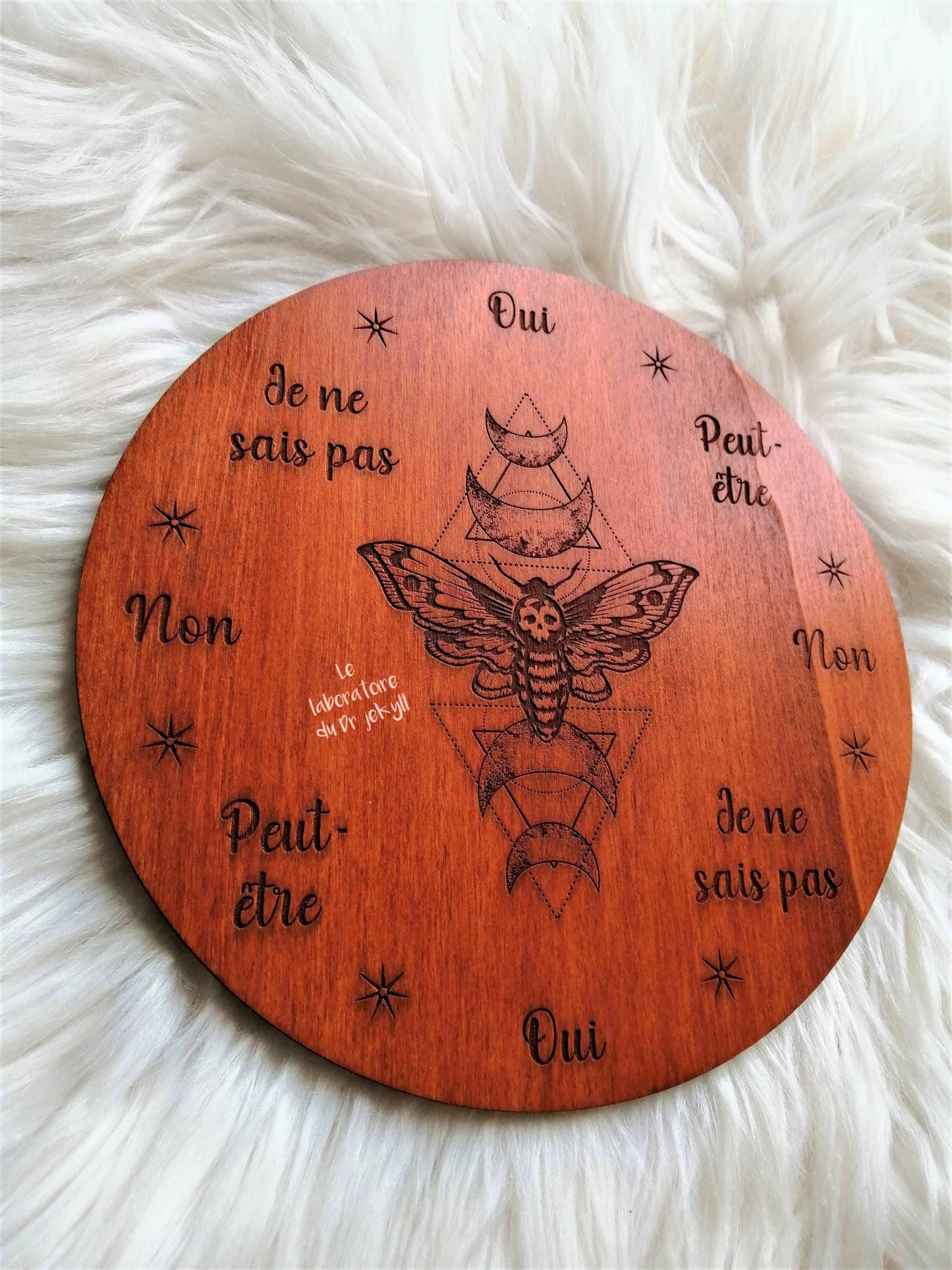 🦋 Planche de Radiesthésie Papillon Lunaire – Outil Artisanale pour Pendule et Divination Spirituelle