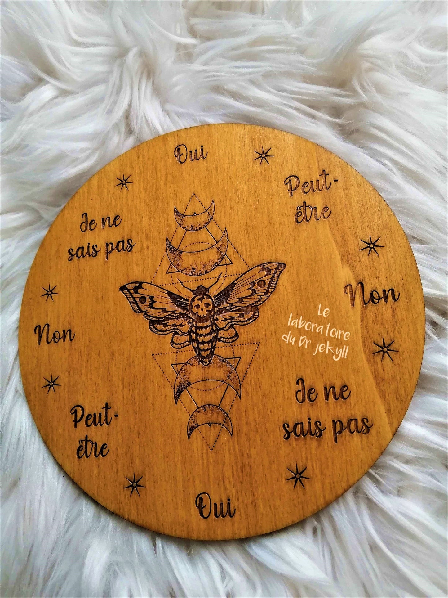🦋 Planche de Radiesthésie Papillon Lunaire – Outil Artisanale pour Pendule et Divination Spirituelle