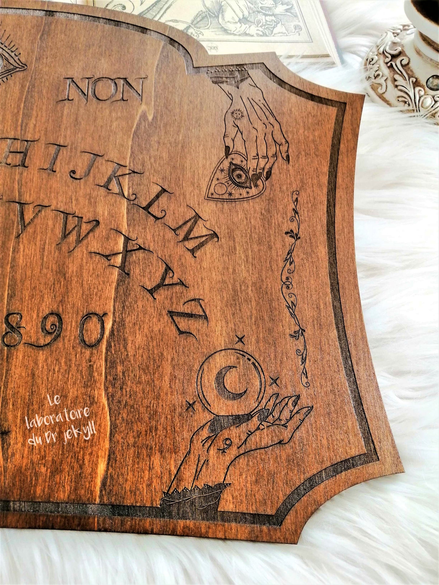 Planche Ouija Mystique Artisanale - Grand Format en Bois, Divination et Décoration Ésotérique Unique