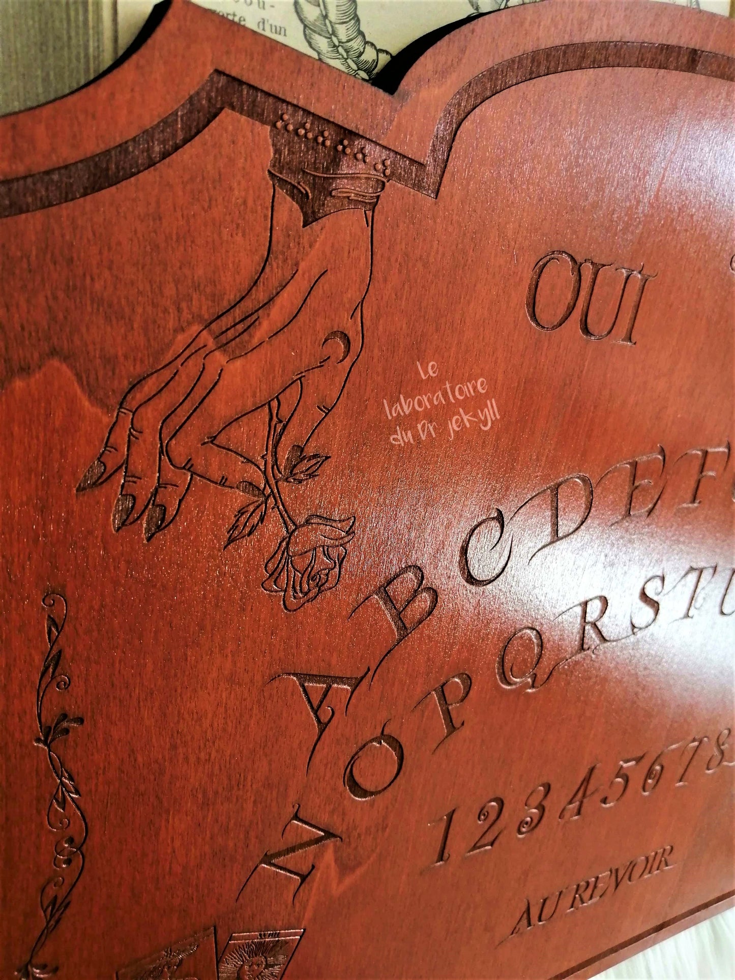 Planche Ouija Mystique Artisanale - Grand Format en Bois, Divination et Décoration Ésotérique Unique