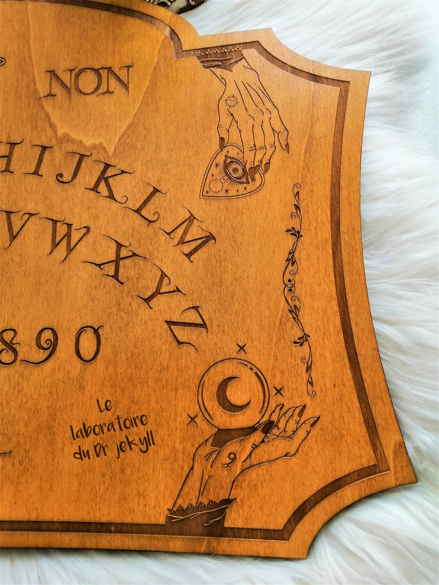 Planche Ouija Mystique Artisanale - Grand Format en Bois, Divination et Décoration Ésotérique Unique