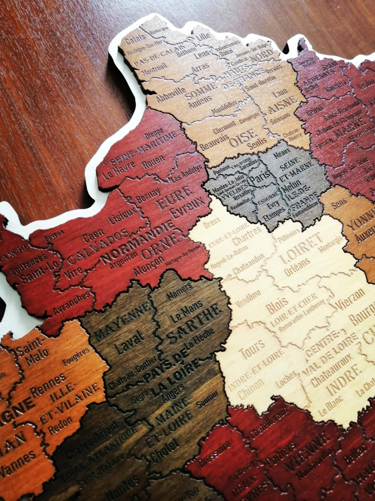  Carte de France murale en bois
