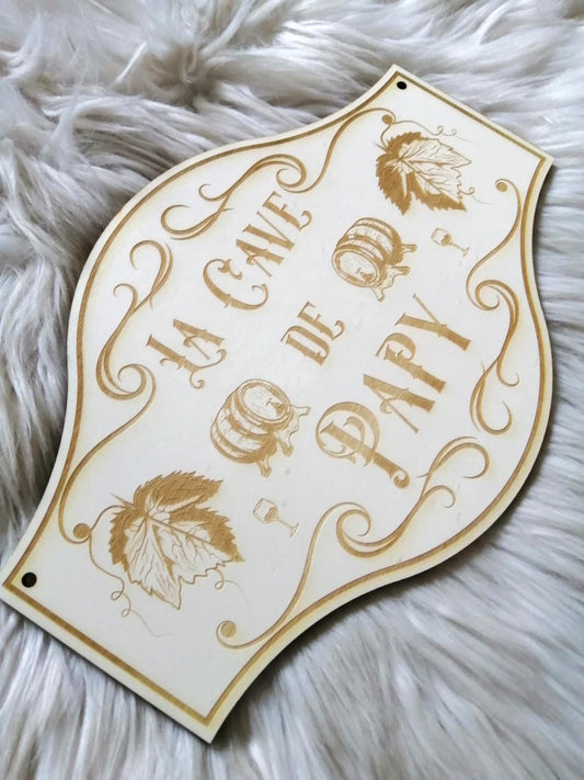 Plaque en bois personnalisée La cave de Papy - décoration murale artisanale