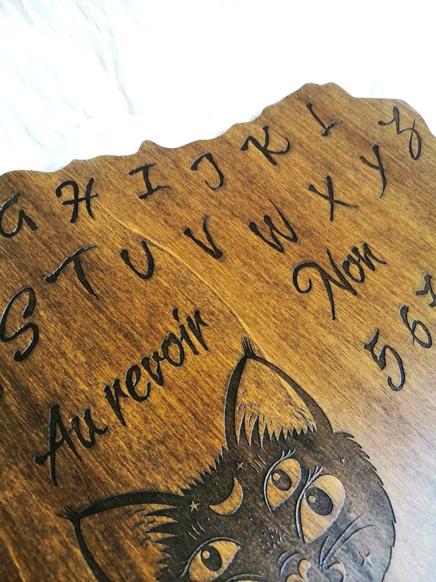 Planche Ouija Spooky Artisanale - Grand Format en Bois, Divination et Décoration Ésotérique Unique