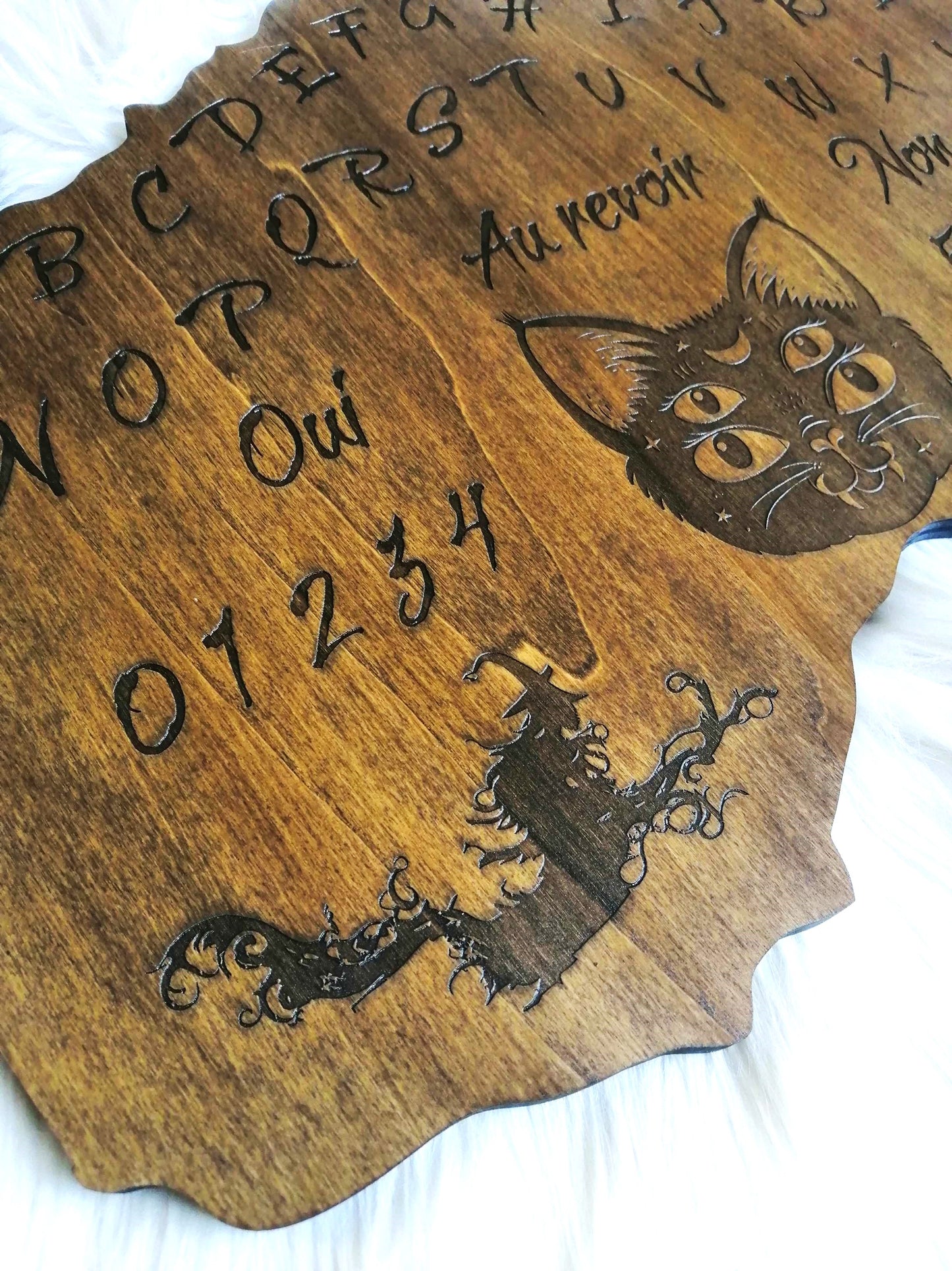 Planche Ouija Spooky Artisanale - Grand Format en Bois, Divination et Décoration Ésotérique Unique