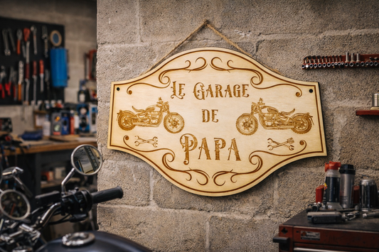 Pancarte personnalisée, Cadeau Papa Motard – Gravure Moto Vintage