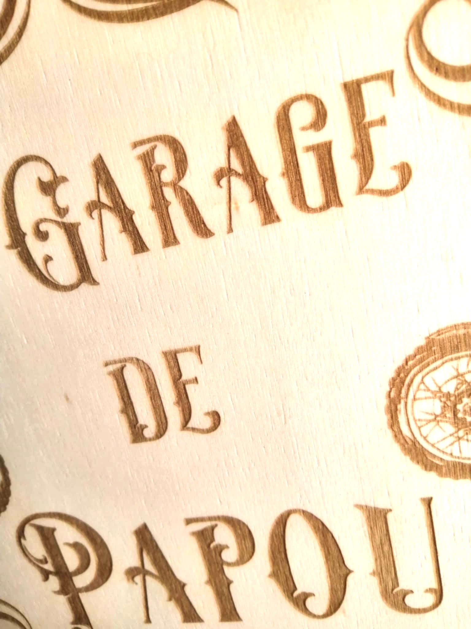 Plaque murale pour garage en bois gravé, motif moto vintage et style rétro