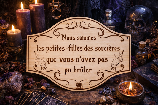 Plaque Sorcière en Bois Gravé – Décoration Witchy – Citation Sorcière – Art Mystic – Déco Ésotérique en Bois