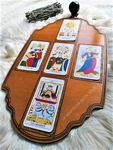 Planche de cartomancie "5 cartes"   (Tarot de Marseille)