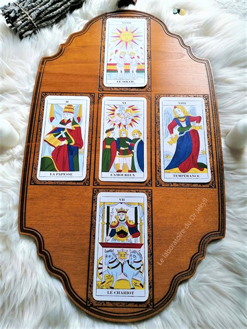 Planche de cartomancie "5 cartes"   (Tarot de Marseille)
